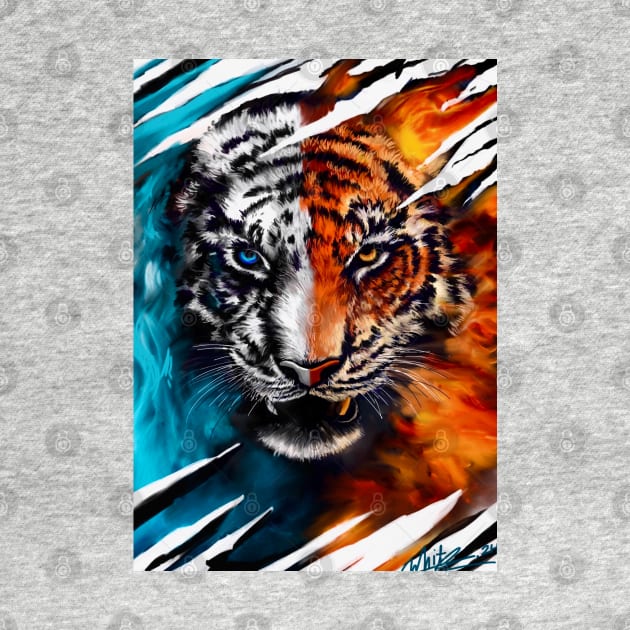 Fire And Ice Abstract Tiger by Artbythree